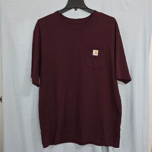 Carhartt Loose Fit Men's XL Tall Maroon Pocket T-Shirt With Logo